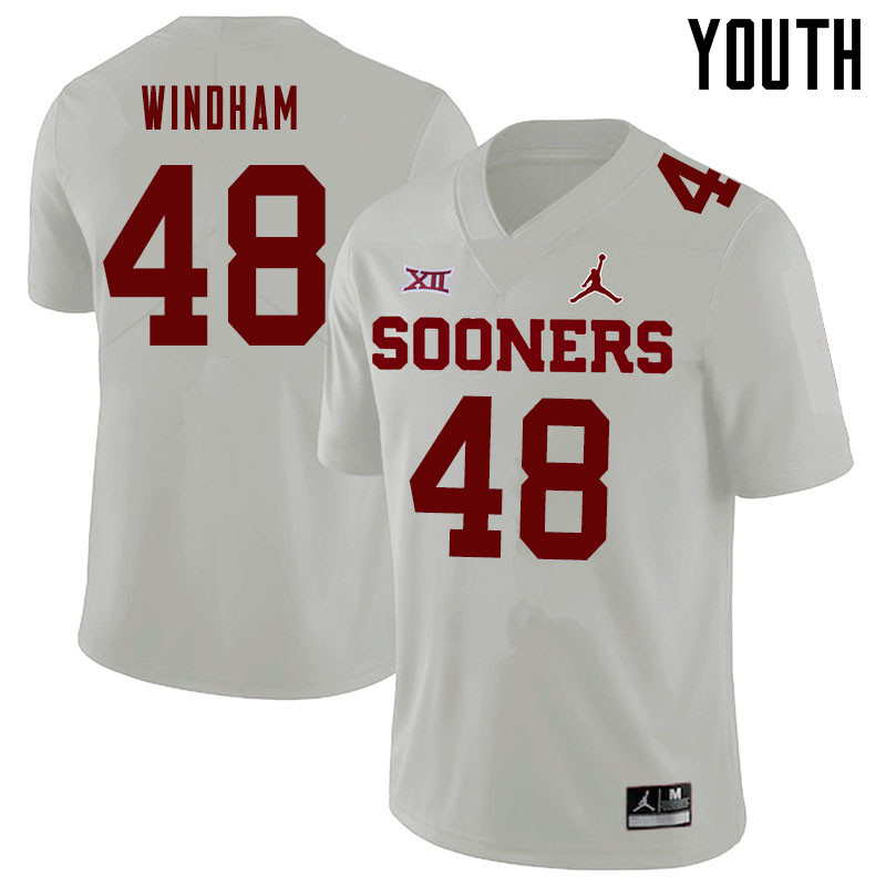 Jordan Brand Youth #48 Eric Windham Oklahoma Sooners College Football Jerseys Sale-White - Click Image to Close